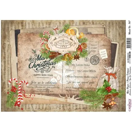 Model 767 New Year Cadence Rice Decoupage Paper 30x42cm.