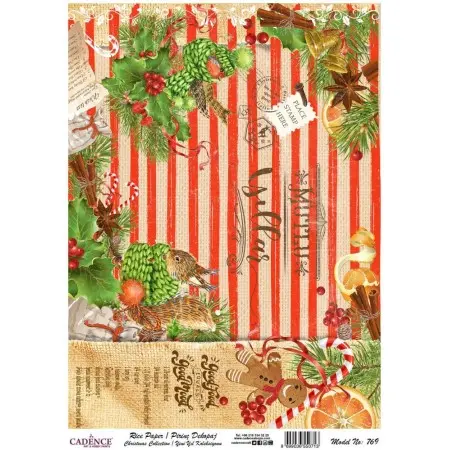 Model 769 New Year Cadence Rice Decoupage Paper 30x42cm.