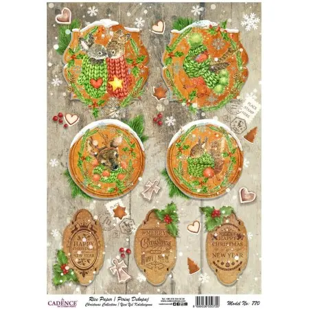 Model 770 New Year Cadence Rice Decoupage Paper 30x42cm.