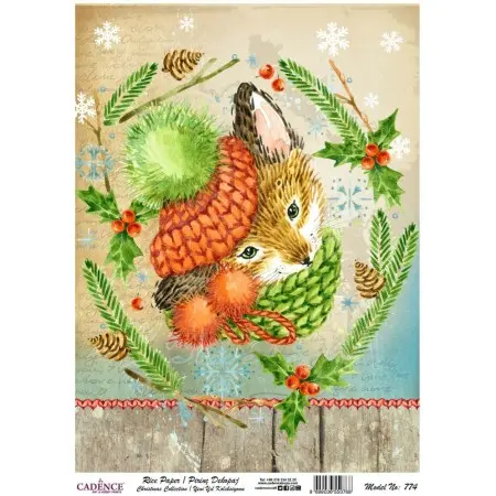 Model 774 New Year Cadence Rice Decoupage Paper 30x42cm.