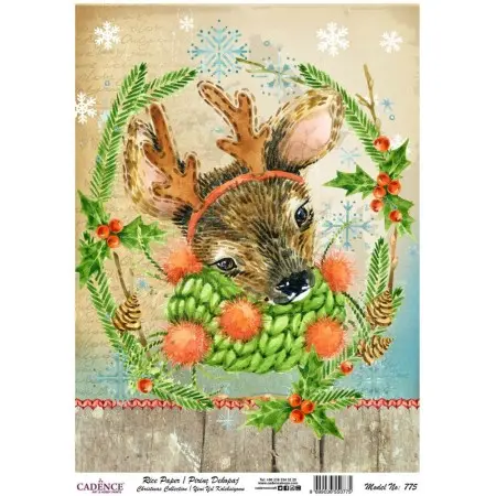 Model 775 New Year Cadence Rice Decoupage Paper 30x42cm.