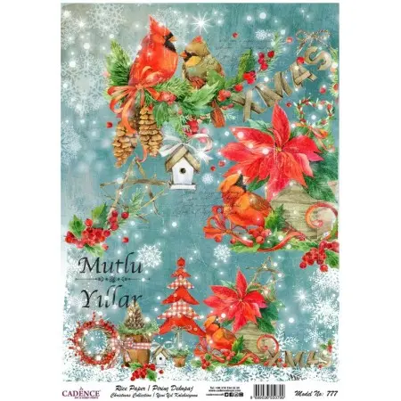Model 777 New Year Cadence Rice Decoupage Paper 30x42cm.