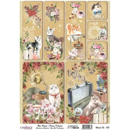 Model 785 New Year Cadence Rice Decoupage Paper 30x42cm.